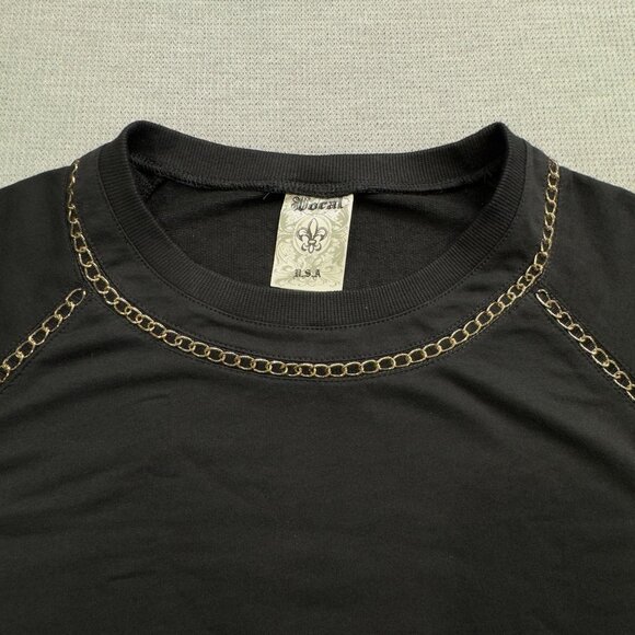 Vocal Chain Detail Black Tunic Top Womens Small Long Sleeve Pull Over Blouse - Picture 4 of 13